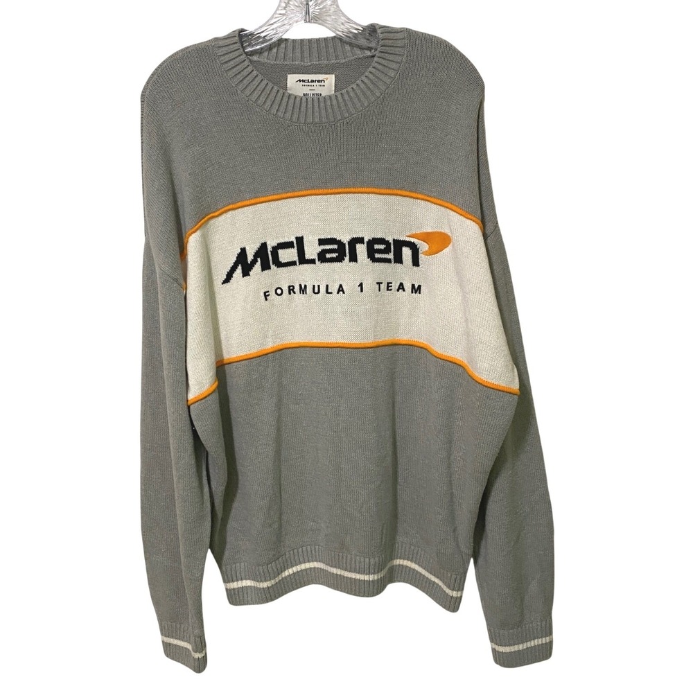 Blokecore Hollister McLaren Formula 1 Team Pullover Knit Sweater Boxy Fit L Gray